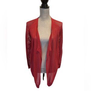 Lucky Brand Open Cardigan Knot Sweater Red XS